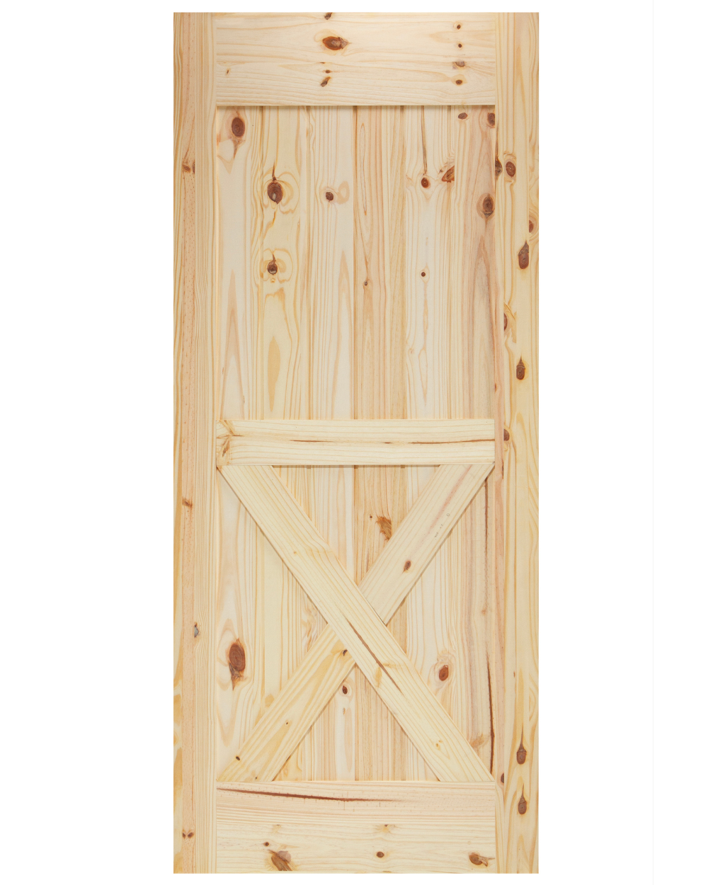 Half X-Brace V-Groove Knotty Pine Barn Door