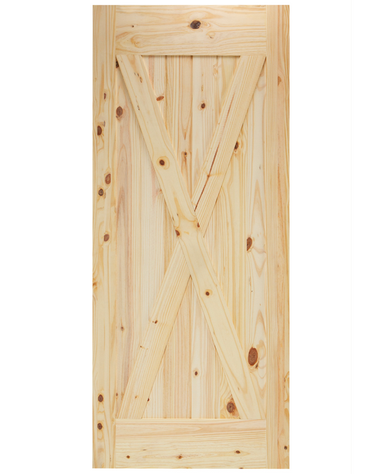 X-Brace V-Groove Knotty Pine Barn Door