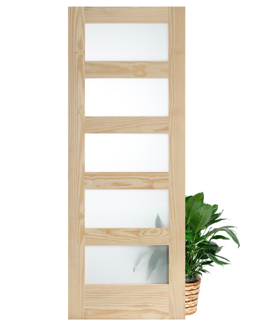 Five Frosted Glass Panel Shaker Interior Door