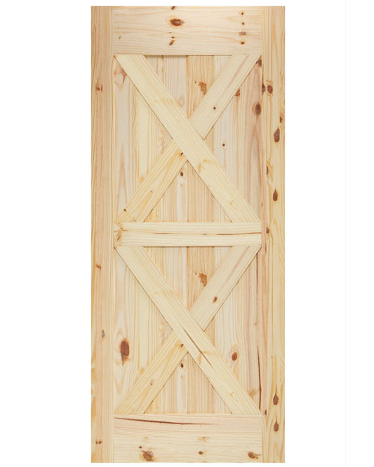 Double X-Brace V-Groove Knotty Pine Barn Door