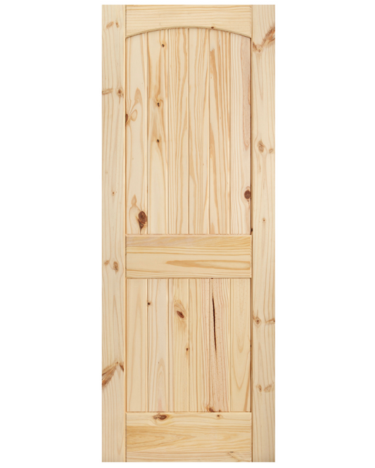 2 Panel Arch Top V-Groove Knotty Pine Interior Door